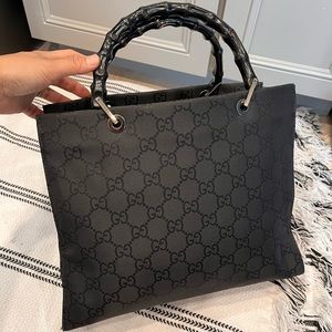 Authentic Gucci Nylon Bamboo Shopper Tote